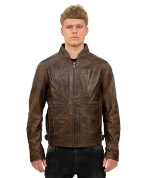 Sleek and effortless, this jacket features a high stand collar that results in a distinctly contemporary look. A clean YKK zip runs up to the collar and is tabbed for convenience, as are the four zip pockets which run vertically and horizontally on the jacket front to provide plenty of storage space. Crafted out of ultra-soft nappa leather this jacket is designed to be slightly shorter in length and slim fitting to achieve the classic biker silhouette. An adjustable waist and interior pockets are added to this jacket to add an additional degree of practicality. • 100% premium ultra-soft nappa leather. • Four exterior zipped pockets, two interior pockets • High stand collar, slim fit and short length • Centred YKK zip on the jacket front