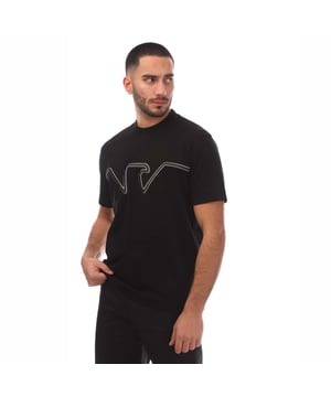 Mens Emporio Armani Raised Logo Embroidered T-Shirt in black.- Ribbed crew neck.- Short sleeves.- Embossed logo.- Heavyweight jersey.- Regular fit.- 100% Cotton. - Ref: 6D1TQ91JWZZ039