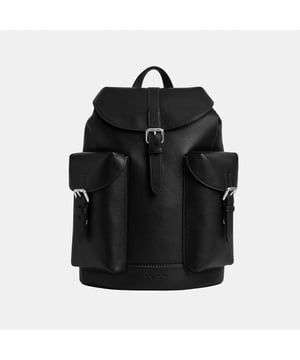 Warner Backpack in Pebbled Leather, Inside zip and multifunction pockets
 Inside laptop sleeve, Outside snap pockets,  Length: 31.50 cm,  Width: 17.50 cm,  Height: 43.00 cm