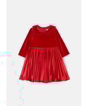 It's official. We've found THE perfect first Christmas dress for your little one. Crafted from luxurious   velvet. it's finished off with a pretty pleated collar and skirt. Simply divine!.