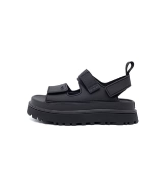 Kleur: Zwart Zwart Bovenwerk: TPU Binnenkant: Gerecycled polyesterweefsel Zool: Suikerriet EVA-loopvlak Sluiting: Drievoudige afscheurdetails: Platform van 5 cm Pasvorm: Normaal