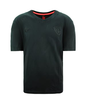 Nike Rugby State Toulousain V-Ausschnitt Kurzschlärmmenschen schwarzes T-Shirt 444322 010