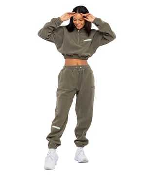 Tom Barron Dames Casual Cropped Fleece Stijlvol Oversized Trainingspak
