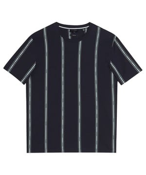 Ted Baker Amson Men's Navy Striped T-Shirt, a stylish fusion of nautical inspiration and contemporary flair. Carefully crafted with Ted Baker's signature attention to detail, this striped tee elevates your casual wardrobe with a touch of sophistication.

Key Features:

 Premium Cotton Blend:  Crafted from a high-quality cotton blend, the Amson T-Shirt ensures a soft and comfortable feel against the skin. The fabric provides breathability, making it an ideal choice for casual wear in various seasons.

Nautical-Inspired Stripes:  The navy and white stripes evoke a classic nautical aesthetic, adding a timeless and versatile element to your wardrobe. This design not only enhances the shirt's visual appeal but also allows for easy pairing with a variety of bottoms.

Modern Fit and Silhouette:  The Amson T-Shirt is tailored for a modern fit that strikes the perfect balance between comfort and style. The silhouette is designed to be flattering, providing a polished look without sacrificing ease of movement.

Contrast Crew Neck:  Featuring a contrast crew neck, this T-shirt adds a contemporary touch to the classic striped design. The subtle contrast detail enhances the overall aesthetic, creating a visually appealing focal point.

Embroidered Branding:  Ted Baker's signature branding is subtly embroidered on the chest, reflecting the brand's commitment to quality and style. The discreet logo adds a touch of sophistication without overshadowing the T-shirt's overall design.

Breathable and Comfortable:  Ideal for everyday wear, the breathable fabric ensures comfort throughout the day. Whether you're running errands or meeting friends, the Amson T-Shirt provides a relaxed yet refined feel.