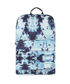 Mens blue Spiral tiedye backpack, manufactured with polyester. Featuring: full zip closure, front section, padded laptop compartment, top grab handle and height 45cm x width 30cm x depth 12cm.