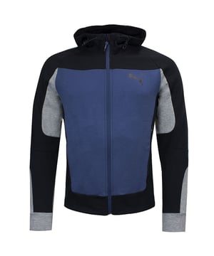 Puma Long Sleeve Zip Up Blue Black Mens Hooded Track Jacket 582725 43