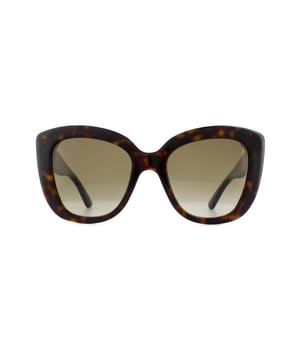 Gucci zonnebrillen GG0327S 002 Havana Brown Gradient zijn een gewaagde acetaatkattenoogstijl voor vrouwen. Verfraaid met het in elkaar grijpende GG -logo op elke tempel. Deze zonnebril zal deze zomer gegarandeerd een verklaring afleggen!