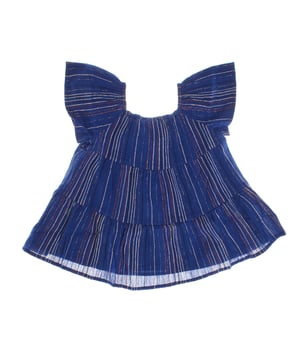 Vestido de niña con un encantador diseño a rayas brillantes y estilo de capas que le aporta volumen y movimiento. 

Confeccionado en un tejido ligero y cómodo, presenta un escote amplio y mangas amplias tipo volante, que le dan un toque fresco y elegante. 

Las rayas finas en tonos variados añaden dinamismo al diseño, mientras que la estructura de capas aporta un efecto fluido y femenino. 

Este vestido es ideal para días de calor y ocasiones especiales, combinando comodidad y estilo en una prenda versátil y llamativa.
 Composición: Exterior: 97% Algodón, 3% Otras fibras; Interior: 100% Algodón
 Cuidados:
- Lavar a máquina máx. 30ºC.
- Utilizar colores similares en el lavado.
- Evitar el uso de blanqueadores.
- Secar a baja temperatura.
- Planchar a baja temperatura.
- No lavar en seco.