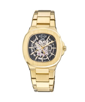 GV2 Potente - Resistente
Potente - que significa fuerte, poderoso y sólido - es una adición inflexible a la colección GV2 para hombres. Distinguida y distintiva, la colección Potente presenta una llamativa esfera de reloj de 39 mm que enmarca un audaz dial texturizado, con manos y marcadores luminosos que resaltan la fecha a las 3 en punto.
Con una fuerza innegable viene un gran poder, y por eso la resistente tapa trasera de exhibición compensa la corona de empuje y tracción y el cierre desplegable de Potente. El diseño inconfundible y poderoso de esta colección viene acompañado del mismo movimiento automático suizo que hace de Gevril una tradición venerable. Llamarás la atención, sé atrevido: Potente. Especificaciones
Reloj automático suizo esqueleto GV2 18115 para hombres Potente

Reloj automático suizo de hombres de la colección Potente GV2
Caja de 39 mm en acero inoxidable/IPYG, esfera esqueleto azul
Corona de empuje y tracción
Tapa trasera de exhibición, manos y marcadores de hora luminosos
Brazalete IPYG con cierre desplegable
Cristal de zafiro antirreflectante
Resistente al agua hasta 50 metros/5ATM
Movimiento automático suizo