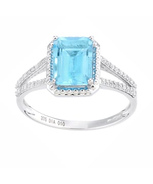 Oro blanco de 9 quilates (375): 1,97 g; # Diamante: 0,1 quilates; # Topacio: 1.89ct