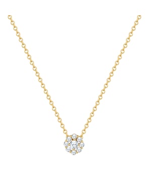 Are you a fan of floral jewelry, preferably connected to a touch of glamor? Then this enchanting bracelet of the Glossy label Munich is an excellent choice: glittering zirconia crystals form a filigree flower in Art Nouveau design and let your cleavage sparkle. A practical spring ring closure ensures high wearing comfort, for easy attachment and removing it. The anchor chain and the frames of the crystals are made of yellow -gilded sterling silver - the classic -warm gold nuance never comes out of fashion and can be combined in a variety of ways. A must-have for every fashionista!