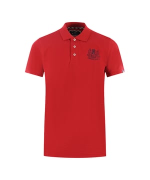 Aquascutum Branded Sleeve Rotes Poloshirt. Erleben Sie die Raffinesse der Marke Aquascutum mit diesem klassischen roten Poloshirt, das mit einem dezent gestickten Markenlogo versehen ist. Spüren Sie die handwerkliche Qualität dieses zeitlosen Stücks, das Stil und Komfort für jeden Anlass bietet. Bringen Sie noch heute Eleganz in Ihre Garderobe!. Gesticktes Markenlogo auf der linken Brust, Aquascutum London Classic Red Polo Shirt. 100% Baumwolle, Normale Passform, Größenanpassung, Knopfverschluss, Union Jack Logo. Karodetail unter dem Knopfverschluss, kurze Ärmel, Kragenausschnitt. Style Code: P00423 52