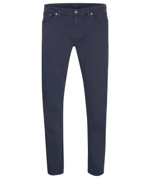 97% algodón, 3% elastano; Vaqueros Gant; Modelo: 1010208 405; Mano de obra de alta calidad; Mezcla de algodón suave, elástico; Corte entallado, talle medio, pierna recta; Cierre: botón, cremallera; hebillas de cinturon; Estilo "5 bolsillos"; Detalles del logotipo de Gant