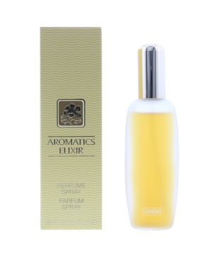 Clinique design house launched Aromatics Elixir in 1971 as a chypre floral fragrance for women. Aromatics Elixir notes consist of aldehydes, bergamot, lemon verbena, chamomile, geranium, clary sage, coriander, Brazilian rosewood, carnation, jasmine, orange blossom, rose, tuberose, ylang ylang, orris root, musk, incense, oakmoss, patchouli, sandalwood, and vetiver.