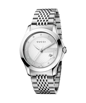 The latest addition to the Gucci’s G-Timeless collection looks the heavens for inspiration, the mother-of-pearl dial giving the impression of a cloudy sky and the markers replaced with stars and winged creatures. Set in a sleek stainless steel case with a mesh bracelet, the YA1264040 watch will bring an ethereal touch to your wrist this season. Gucci stainless steel, mother-of-pearl and mesh watchRef: YA1264040Stainless steel case, mother-of-pearl dial, star bee and heart markers, mesh strapWater resistance: 30MSwiss Made