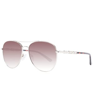 Gender: Women
Main color: Silver
Extra: No extra
Frame color: Silver
Frame material: Metal
Lenses color: Brown
Lenses material: Plastic
Filter category: 3
Style: Aviator
Lenses effect: Gradient
Protection: 100% UVA & UVB
Size: 59-16-140
Lenses width: 59
Lenses height: 52
Bridge width: 16
Frame width: 145
Temples length: 140
Spring hinge: No
Shipment includes: Branded case
Rim style: Full-Rim