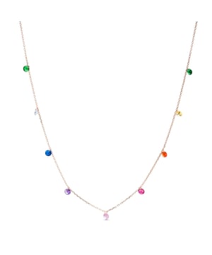 Collar rolcon de plata de ley 925 y circonita multicolor con acabado en baño oro rosa de 18 quilates. Pide un deseo se caracteriza por diseños de carácter joven, repletos de significado y color, originales a la vez que discretos, que pretenden convertirse en pequeños amuletos.