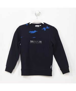 Sudadera Napapijri.
Color Azul marino
Cuello redondo acanalado.
Manga larga, con puños con acabado acanalado.
Forro interior.
Costuras vistas a tono.

Composición:  100% Poliester

Lavar máximo a 30ºC.
- No planchar.
- Permite usar secadora.
- No usar lejía.
- No admite el lavado en seco.