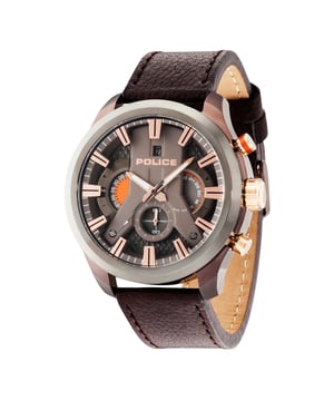 Police R1471668002 - Reloj para hombre cuarzo acero inoxidable• material: acero inoxidable• cristal: minèral• pulsera: cuero• correa: marron• resistencia al agua: 100 m (10 ATM)• tamaño de la caja: 48 mm
