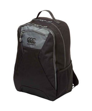 Material: Polyester. Fabric: PVC Coated. Design: Logo. Handle Features: Grab Handle. Fastening: Zip. Adjustable Shoulder Strap, Padded Back Panel, Padded Compartment, Padded Straps, Zip Pullers. Compartments: 2 Main Compartments, Laptop. Pockets: Front Zip, Internal Media Port, 2 Mesh Pockets. Capacity: 28L. 31 x 21 x 48 cm