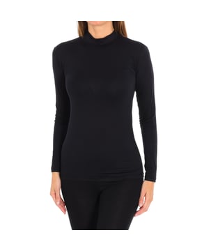 Q-EN Langarm-T-Shirt.
 Farbe Schwarz
 Rundhalsausschnitt.
 Bequemer und atmungsaktiver Stoff.
 Nähte im Ton gesehen.

 Zusammensetzung: 95% Bambus, 5% Elastan

 Waschen bei max. 40º Temperatur.
 - Nicht bleichen.
 - Keinen Trockner verwenden.
 - Bügeln bei niedriger Temperatur, max. 110º.
 - Nicht chemisch reinigen.
 Zusammensetzung: 95% Bambus, 5% Elastan
 Pflege:
Waschen bei max. 40º.
 - Kein Bleichmittel verwenden.
 - Nicht in den Trockner geben.
 - Bügeln bei niedriger Temperatur, max. 110º.
 - Nicht chemisch reinigen.