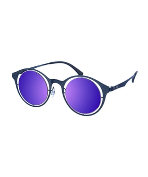 Gafas de sol Kypers con montura de metal.
Color Azul marino
Forma redonda.
Lentes de color Violeta
Patillas de metal y acabado en acetato, con el nombre de la marca grabado en aplicación metálico.
100% Protección UV. 
Cristales antirreflejo.
Incluye una funda de tela de protección.

Medidas  Alto lente: 50 mm
Ancho lente: 54 mm.
Puente: 17 mm.
Patillas: 140 mm.

Limpieza y manutención:
-Limpiar las gafas con agua y jabón (neutro).
- No utilice paños sucios o abrasivos, que puedan alterar las características de los filtros.
- Utilice solo accesorios y repuestos originales.