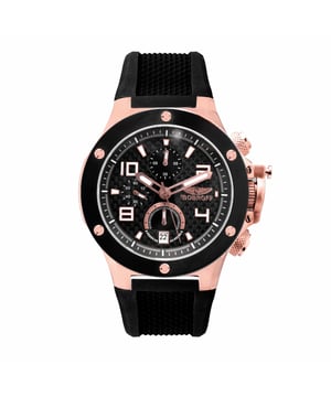 Bobroff BF1002M15 - Reloj para hombre cuarzo acero inoxidable• material: acero inoxidable• cristal: saphir• pulsera: goma• correa: negro oro rosa• resistencia al agua: 100 m (10 ATM)• tamaño de la caja: 43 mm