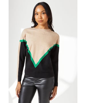 Chevron Stripe Crew Neck Jumper