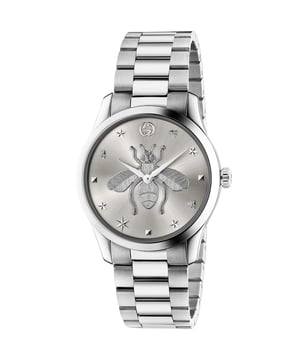 MANUFACTURER PRODUCT NUMBERYA1264126GUARANTEE 2 Year GuaranteeCATEGORYWatchesBRANDGUCCIWATCH MARKERSOtherWATER RESISTANT50 MetresRECIPIENTUnisexMOVEMENTQuartzCASE MATERIALStainless SteelDIAL COLOURSilverSTRAP MATERIALStainless SteelDIAMETER38mmBRAND COLLECTIONSG-Timeless