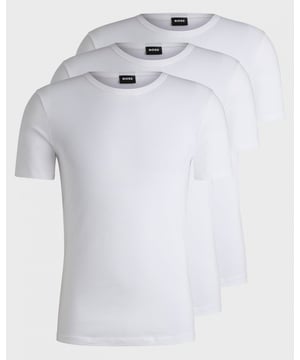 Two short-sleeved underwear T-shirts by BOSS. Crafted in single jersey made from stretch cotton, these super-soft T-shirts are topped with a crew neckline and printed with a subtle BOSS logo at the left-hand side. The slim fit is ideal for layering neatly under an everyday look.

Slim fit
Crew neck
Packaging: Box
Printed Logo

95% Cotton, 5% Elastane 
50475276
 