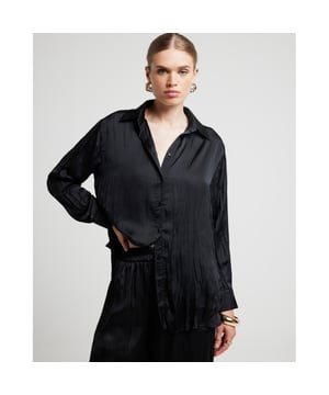 Crinkle satin fabric, Collared, Long sleeves, Cuffed, Button fastening