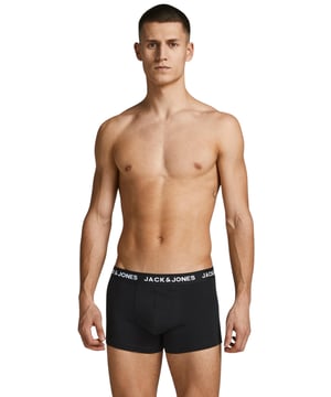 
Jack and Jones boxershorts multipack voor heren. De set basic onderbroeken bevat 5 zwarte boxershorts met waistband in diverse kleuren. De boxershorts hebben een elastische waistband met Jack&jones logo en korte pijpen.