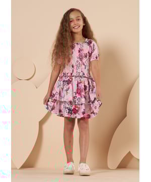 Fall in love with print with this puff sleeve cute top  with square neckline  shirred body and frill hem. Pair with the Erica ra-ra skirt fr the perfect co-ord   Colour:  pink   About Me:   100% Cotton    Look after me:  Think planet - wash at 30c    Angel & Rocket cares: Made with Fairtrade cotton