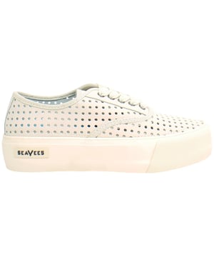 Zapatos de mujer Seavees Legend Platform Portal Lace-Up de cuero liso blanco LEGEND_PLATFORM_PORTAL_AF_OYSTER