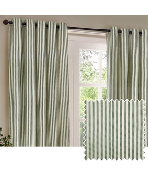 Transform your living space with Hebden Striped Eyelet Curtains. Crafted from 100% cotton, these woven striped curtains offer a super soft yet durable finish, ensuring long-lasting beauty and ease. Perfectly balancing style and substance, the versatile design exudes a classic minimalist charm, while the room-darkening lining adds practicality. Whether you're seeking serenity or a restful night’s sleep, these curtains deliver quality, making them an essential addition for those who cherish natural materials and refined aesthetics.