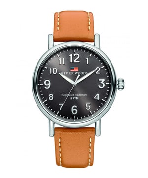 This River Woods Sacramento Analogue Watch for Men is the perfect timepiece to wear or to gift. It's Silver 42 mm Round case combined with the comfortable Brown Leather watch band will ensure you enjoy this stunning timepiece without any compromise. Operated by a high quality Quartz movement and water resistant to 5 bars, your watch will keep ticking. Precision, comfort, convenience - a good watch will give it all to you - perfect gift for any occasion -This Analogue watch has a function: Luminous Hand High quality 21 cm length and 19 mm width Brown Leather strap with a Buckle Case diameter: 42 mm,case thickness: 9 mm, case colour: Silver and dial colour: Black