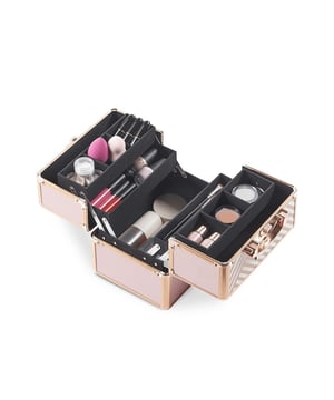 About The Product:A compact stylish beauty box from Beautify with four dividers and six separate compartments in total. This styish design feautures a carry handle and trendy gold frame. The bottom section of the item is spacious and inside there are 2 trays for extra storage. The clasp is lockable and 2 keys are included to keep your cosmetics safe and secure. Dimensions:L25 x W18.5 x H23cm