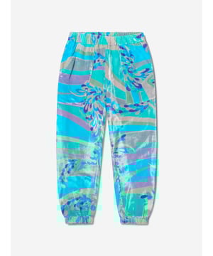 Introducing Emilio Pucci's Girls Velvet Patterned Trousers in elegant Blue, a luxurious and trendy addition for your little girl's wardrobe. Here are its striking features: Crafted in Italy: Upholding high standards of craftsmanship, offering  robustness and extended wearability. Designer Appeal: Flaunts a trendy print that adds a playful yet rich touch, turning it into a standout piece.Comfort Assurance: Fabricated from elite materials to ensure your child experiences maximum comfort during daily adventures. Refresh your girl's collection with these stunning Velvet Patterned Trousers from Emilio Pucci. Purchase now and let her seize every occasion with unrivalled style!