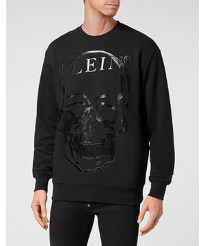 Geef je look een hype met deze originele katoenen fleece crewneck. De iconische doodskop van het merk is hier op de voorkant gedrukt. Een saffiaanleren patch met de PP Hexagon is op het juk genaaid. Ribgebreide zomen.