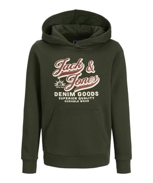 Het Jack & Jones junior sweatshirt voor jongens is de perfecte mix van comfort en stijl. De ronde hals en geribde boorden en zoom zorgen voor een comfortabele pasvorm en een hoog draagcomfort.  De geborstelde stof aan de binnenkant voelt zacht aan en houdt je lekker warm op koudere dagen. De capuchon beschermt tegen wind en kou, terwijl de kangoeroezak ideaal is voor kleine spullen of als knusse handwarmer.  Een grote rubberen logoprint op de borst voegt een opvallend accent toe en geeft het sweatshirt een moderne look. Het is gemaakt van hoogwaardige materialen en biedt zowel duurzaamheid als comfort.  Ideaal voor vrije tijd, school of gewoon om thuis te ontspannen - dit shirt met lange mouwen combineert stijl, functionaliteit en een feel good-factor. Een essentieel kledingstuk voor de garderobe van elke jonge fashionista.