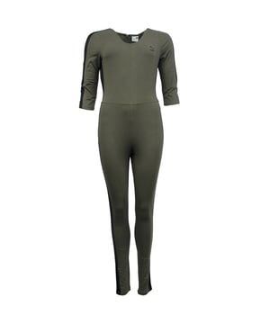Puma -Archiv t7 Womens Olive Night Khaki Baumwoll -Jumpsuit 573534 14