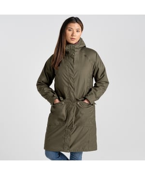 Long insulated waterproof from Craghoppers. Winter-ready jacket that offers extended coverage in cold conditions. ‘Caithness’ features longer-length, AquaDry construction and incorporates a layer of wadding for effective insulation. The grown-on hood provides extra protection. Including stud-fastening stormflap and 7 handy pockets.