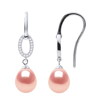 Earrings Hook Genuine Cultured Pearls Freshwater 8-9mm Pears - Quality AAAA + - COLORI NATURAL ROSE - Oxides and Zirconium -System Hooks-allergenic - Jewelry 925 Thousandth - 2-year warranty against any manufacturing defect - Supplied in their presentation case with a certificate of Authenticity and an International Warranty - All our jewels are made in France.