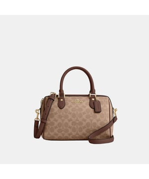 Rowan Satchel in Signature Canvas, Inside zip and multifunction pockets, Outside zip pocket,  Length: 25.50 cm,  Width: 14.00 cm,  Height: 17.00 cm