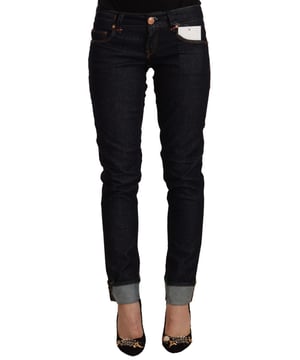 Authentieke ACHT zwarte slim fit jeans met logodetails  
Gemaakt van 99% katoen en 1% elastaan  
Slim fit snit met rits- en knoopsluiting  
Lage taille skinny denim model  
Zwarte kleur  
Ritsluiting  
Nieuw met labels  
100% Authentiek ACHT  
Materiaal: 99% Katoen 1% Elastaan