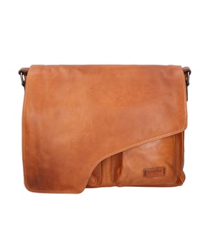 Bolso de mano para hombre de piel con doble apertura con cremallera, equipado con bandolera extraíble y ajustable. Producto elaborado artesanalmente en auténtico pelo de ternera engrasado.