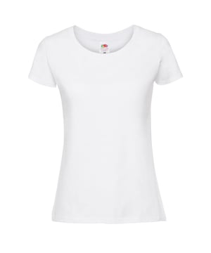 Womens t-shirt. Soft hand feel. Shaped side seams for a feminine fit. Performs at 60 degree wash. Crew neck with Cotton/ Lycra rib and twin needle stitching. Self-fabric shoulder to shoulder taping. Material: 100% ring spun cotton.