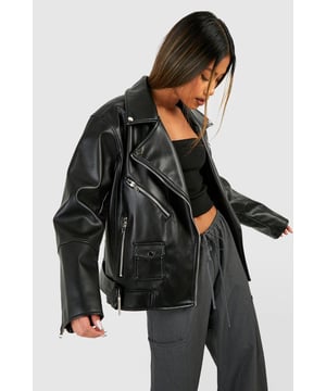 A short, close-fitting jacket complete with zips and stud detailing, rock some seriously cool vibes on the day-to-day with a biker jacket. Whether you prefer cropped, longline or a classic oversized shape for vintage vibes, biker jackets are a wardrobe classic that's perfect for edging up your outfit. Layer up your dress with a suede biker jacket, or show off your shape with a black biker jacket that's both timeless and flattering.Style: Biker JacketFabric: Faux LeatherLength: LonglineSleeve Length: Long Sleeve