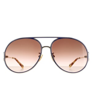 Las gafas de sol Chloe Aviator para mujer en dorado, havana y verde degradado CH0145S son un elegante estilo aviador confeccionado en metal liviano. Las almohadillas nasales de silicona y las puntas de las patillas de plástico garantizan comodidad durante todo el día. El logo de Chloe aparece en las delgadas patillas para asegurar la autenticidad de la marca.