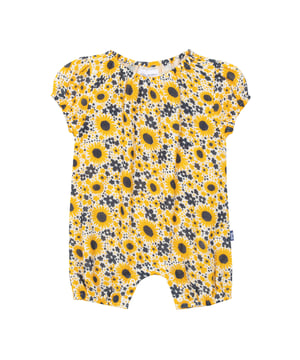 Our sunny yolk yellow and navy blue Sea Breeze romper is so comfy and versatile, is the perfect choice for little crawlers, walkers or wrigglers! Find this all-over print in other styles across all ages for fun mixy matchy looks with friends and siblings. Made with our lightweight double face muslin featuring useful popper crotch opening and elasticated neck and cuffs.